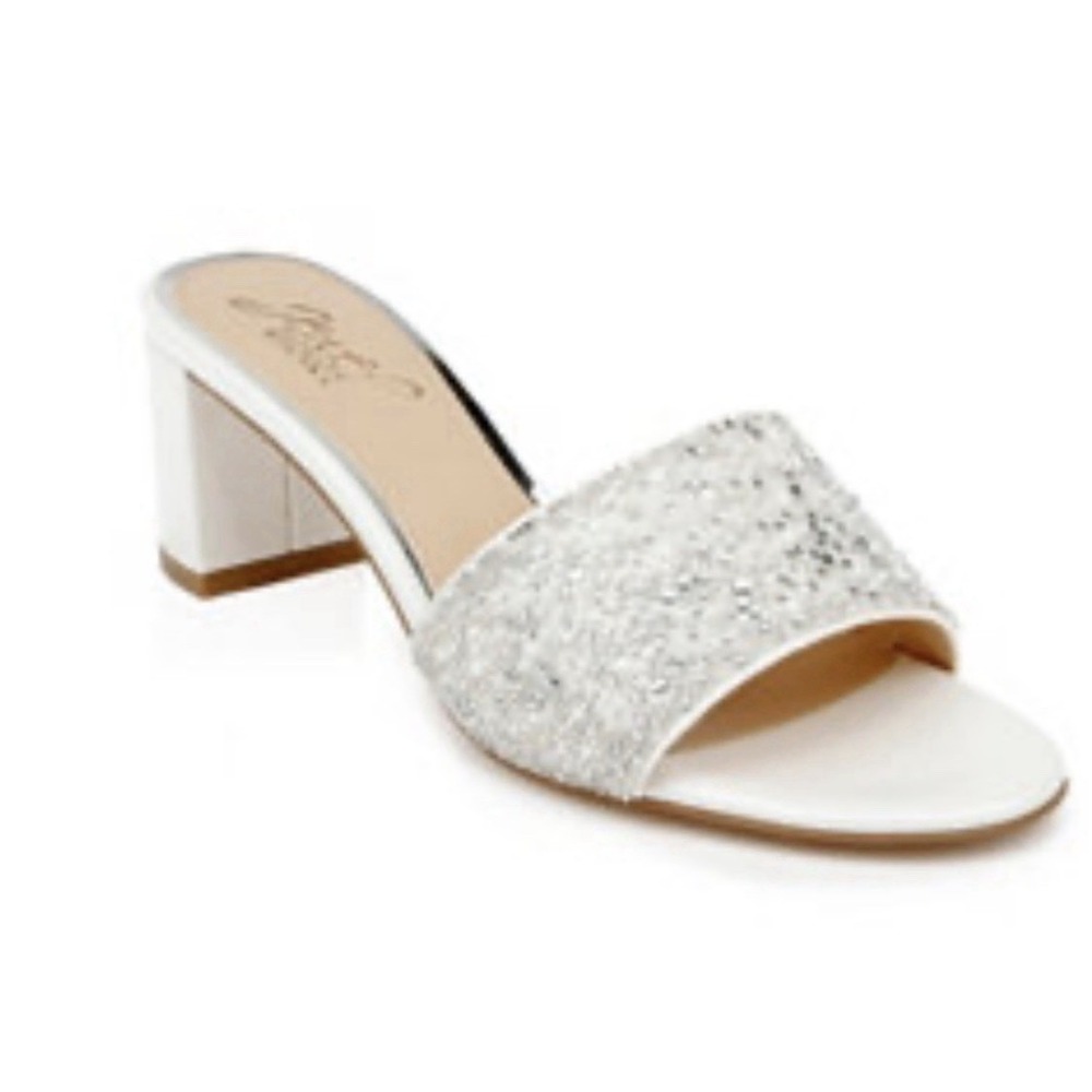 Jewel Badgley Mischka Women Della Evening Slide Sandals Size 7.5 White